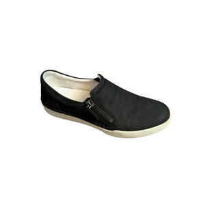Josef Seibel Black Leather Slip-On Sneakers Zipper Size 38/7-7 1/2